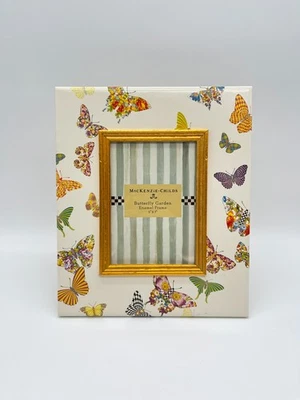 Marco de fotos esmaltado Mackenzie Childs Butterfly Garden 5x7 ¡RARO Y SIN USAR! Foto 1 de 3