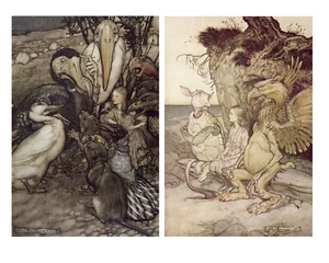 Alice In Wonderland Prints By Arthur Rackham Two Vintage Art Picture - Picture 1 of 9