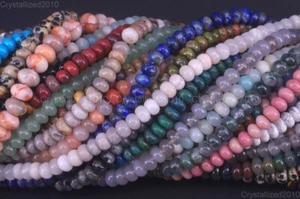 Natural Gemstones Rondelle Spacer Loose Beads 4mm x 6mm 5mm x 8mm Stone 15.5” - Picture 1 of 63