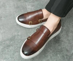 Halbschuhe Herren Runde Zehenpartie Sport Freizeit Britischer Stil Schnalle Board Slipper Schuhe - Bild 1 von 12