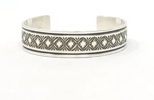 Adrian Reeves langes Navajo Sterlingsilber Armreif Armband gestempelt Stapler-Stil - Bild 1 von 9