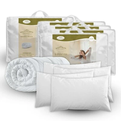 DOUBLE DUVET 4 DELUXE PILLOWS DOUBLE 10.5 TOG QUILT 4 SUPERFIRM PILLOWS