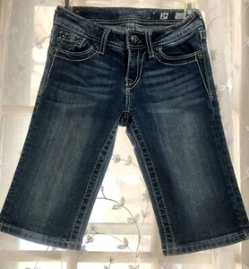 Miss Me Girl Denim Bermuda Shirts Size 14 Embellished Angel JK6086M2 - Picture 1 of 8