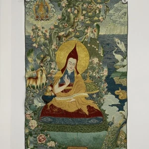 35" Decor tibet Silk Cloth Embroidery Buddhism Buddha tangka Mural Tapestry - Picture 1 of 8