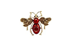 Red and Gold Power Dressing Bee with Swarovski Detailing Brooch - Picture 1 of 3