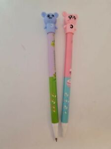Set of 2 0.5 mm mechanical pencils / cute pink and purple bear shapes