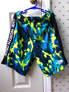 NORTH FACE Colorful FLASHDRY Shorts XL Boys Size  14-16 Athletic CLEAN Blue CAMO - Picture 1 of 18