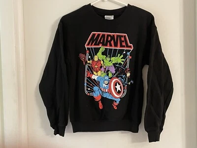 Marvel Women Hulk Captain America Iron Man Black Crew Pullover Sweater XS - Image 1 of 4