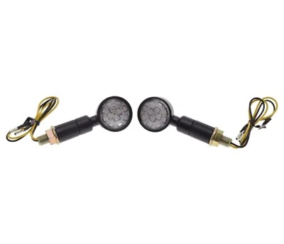 2x Metall Blinker Schwarz Klar LED M10 für Motorrad Harley Chopper Classic ECE - Bild 1 von 4