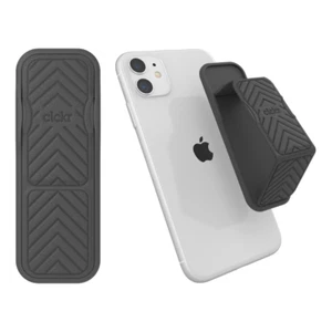 Clckr Universal Grip & Stand Textured Arrow Gray Holder for iPhone Flat Retract - Picture 1 of 5