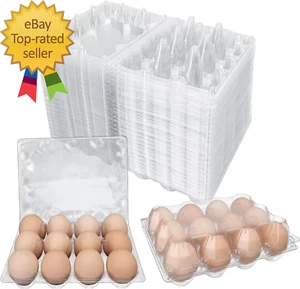 100 Pack Bulk Egg Cartons, Clear Plastic Chicken Egg Holders, Egg Tray Carton Ho - Picture 1 of 7
