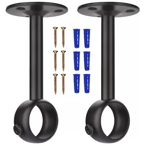 2 Pcs Shower Curtain Closet Rod Holder Ceiling Mount Flange Pole End Support - Picture 1 of 7