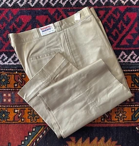 Vtg Deadstock NOS 1940s Army Navy Wide Leg Chino Khaki Work Wear Talon Zip 36x32 - Picture 1 of 22