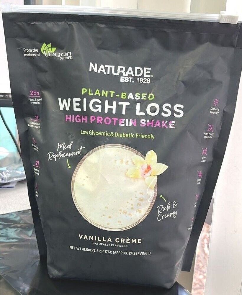 Naturade Plant-Based Weight Loss High Protein Shake 2.5 LB Vanilla Creme 11/23