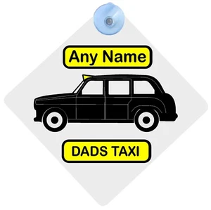 PERSONALISED FUN DADS TAXI PRINT CAR SIGN 16.5 CM DIAMETER - Picture 1 of 6