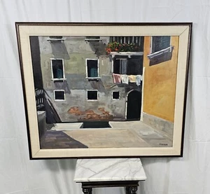 Vintage Tom Mulder Gemälde Öl auf Leinwand 1986 Venedig Muster - Bild 1 von 11