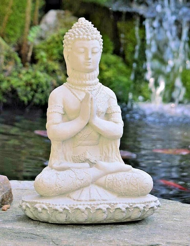VINTAGE PRAYING BUDDHA STATUE Cement Concrete Outdoor Meditating Garden Figure Cover