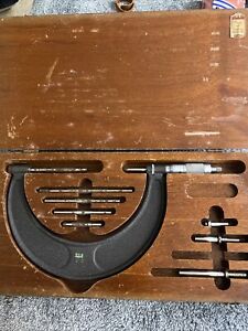 Brown & Sharpe Micrometer Set 2" - 6" Vintage Machinist Tools #55 w Box USA Made