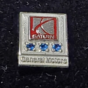 Vtg Saturn GM 15 Year Tie Tac / Lapel Pin. 10K GF w/ 3 Sapphires Rare - Picture 1 of 6