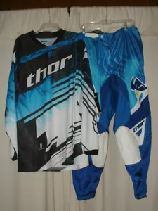 Men's THOR Phase MX Motocross Kit Off Road Pants (40) XL Jersey Blue Swipe NWT - Foto 1 di 4