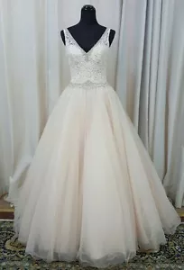 Mori Lee Bridal 2684 Ball Gown VNeck Lace Tulle Wedding Dress Caramel Sheer Back - Picture 1 of 7