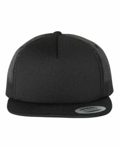 Yupoong Blank Five-Panel FoamTrucker Hat Snapback Structured Flat Bill 6005 - Picture 1 of 4