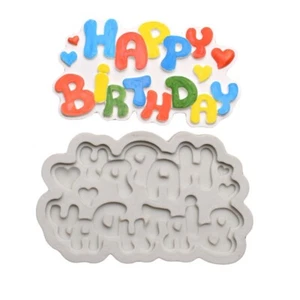Silicone Happy Birthday Fondant Chocolate Sugarcraft Mould DIY Clay Resin - Picture 1 of 2