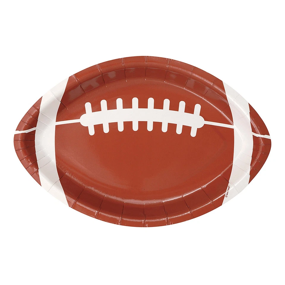 Platos de cena de papel desechables con forma de fútbol Fun Express, 9 1/2" x 6 1/2" - 8 Foto 1 de 1