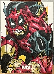 2011 Marvel Universe SketchaFEX Sketch Card Noval Hernawan 1/1 Deadpool Iron Man - Picture 1 of 5