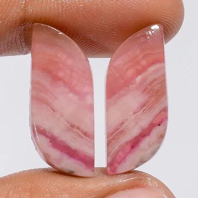 Natural Pink Calcite Fancy Shape Cabochon Gemstone Pair 18.5 Ct 23X8X3 mm OB-931 - Image 1 of 4