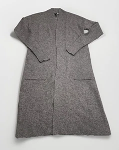 Aqua 100 % Kaschmir Strickjacke Staubtuch Pullover vorne offen lang grau Small S Damen - Bild 1 von 5