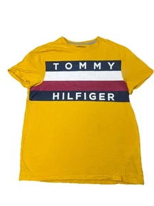 T-shirt vintage Tommy Hilfiger gialla stampa grafica bambino taglia XS Y2K - Foto 1 di 7