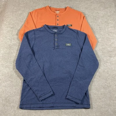 Camisa LL Bean Henley Para Hombres Mediana Campamento Cómoda Ligeramente Ajustada Logo Lote De 2 Foto 1 de 4