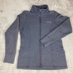 Columbia Womens Full Zip Jacket Gray Cotton Blend Athletic Warm Up Coat - Picture 1 of 11