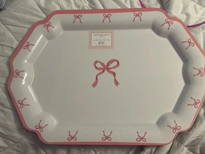 Cupcakes &Cashmere Pink Bow Platter New - Picture 1 of 4