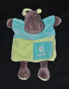 🦛Doudou marionnette hippopotame BABY'NAT BN696 vert bleu H comme.... NEUF - Picture 1 of 2