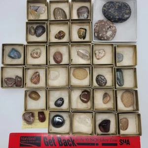 Tumbled Polished Mineral Collection Lot of 35 most with labels Crystals Stones - Picture 1 of 16