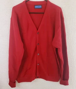 Vintage Jantzen Classic Cardigan Sweater XL Red Acrylic Button Front Golf Granpa - Picture 1 of 15