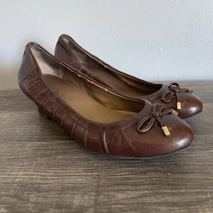 Scarpe donna Me Too in pelle marrone con zeppa bassa e fiocco davanti misura 4,5 - Foto 1 di 9