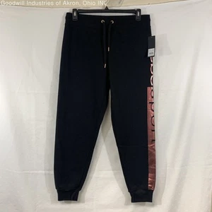 NWT Bebe Sport Black/Rose Gold Women's Sweatpants, Sz. L - Picture 1 of 3