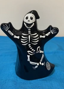 Fenton Art Glass Black Skeleton Ghost Reaper Figurine - 5278 YB Halloween - Picture 1 of 7