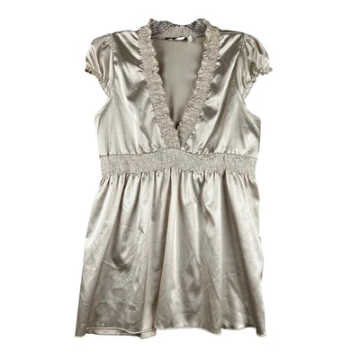 Blusa Body Central Cintura Ajustada Mujer Grande Champagne Cuello en V Fiesta Top Foto 1 de 4