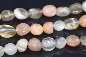Pepita de guijarros de piedra lunar multicolor de 8-10 mm grado A cuentas sueltas naturales genuinas - Imagen 1 de 4