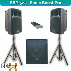 E-Lektron SBP 522 Sonic Boost Pro Bluetooth Vocal Bass Sound PA System UHF Mics - Picture 1 of 17