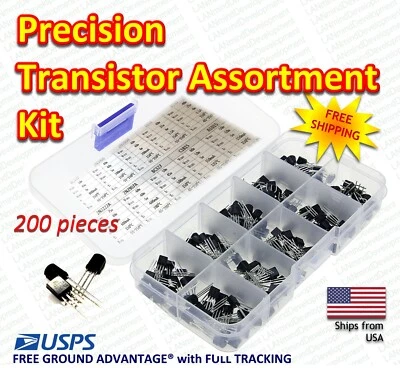 200pcs NPN / PNP 10 Value Precision Transistor Assortment Kit - Image 1 of 3