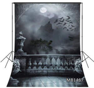 Castle Balcony Backdrop Halloween Bats Moon Photography background Studio Props - Picture 1 of 10