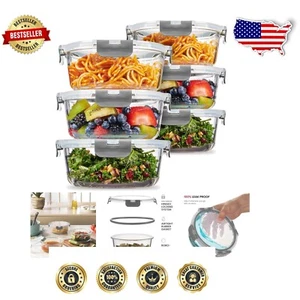12-Piece 32oz Glass Food Storage Set - Airtight & Leakproof Meal Prep Containers - Picture 1 of 9