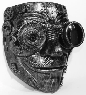 MASCHERA STEAMPUNK GUY FAWKES cyberpunk halloween V FOR VENDETTA colore argento - Immagine 1 di 2