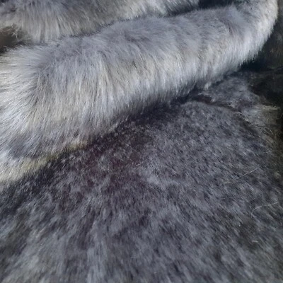 Webpelz Langhaar Kunstfell Stoff weich Bekleidung Deko Blaugrau Schwarz Meliert - Bild 1 von 4