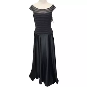 NEW JS COLLECTIONS Satin & Ribbon zip-up Stripe Black Dress Womens Size 12 $170 - Picture 1 of 14